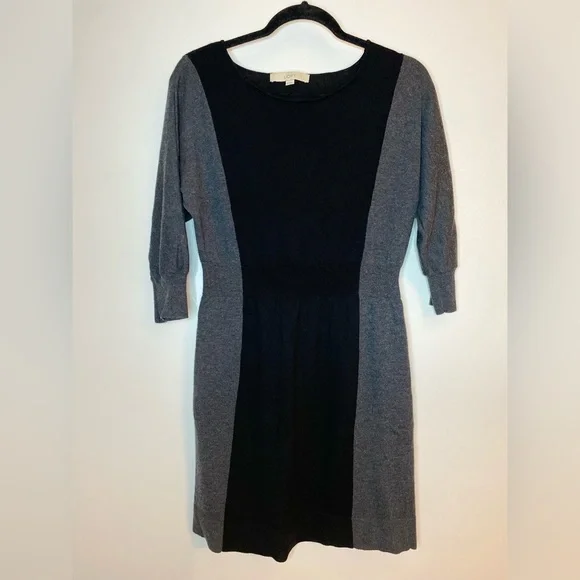 Ann Taylor Loft Black Gray Sweater Dress Sz Small - Picture 4 of 7